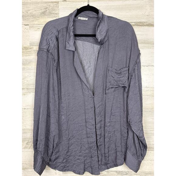 Intimately Free People Womens medium Free Shine Time Pajama Top gray long sleeve - Picture 1 of 3